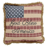 Image Title God Bless America Flag Pillow 12x12" - Primitive Star Quilt Shop - 1