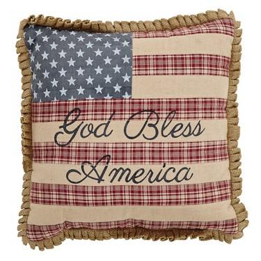 God Bless America Flag Pillow 12x12 God Bless America Flag Pillow 12x12" - Primitive Star Quilt Shop - 1