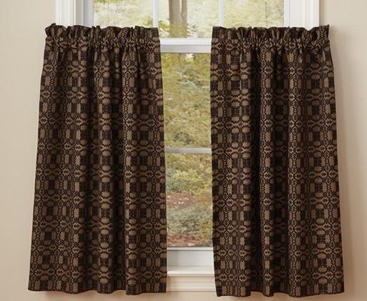 Campbell Black Lined Tier Curtains 36 Campbell Black Lined Tier Curtains 36" - Primitive Star Quilt Shop - 1