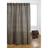 Burlap Black Check Shower Curtain - Primitive Star Quilt Shop - 2