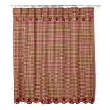 Burgundy Star Scalloped Shower Curtain - Primitive Star Quilt Shop - 1