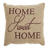 Home Sweet Home Burlap Pillow 12x12" - Primitive Star Quilt Shop - 1