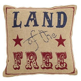 Land of the Free Burlap Pillows 12x12" - Set of 2 - Primitive Star Quilt Shop - 1