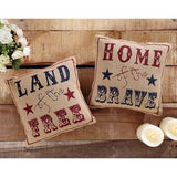 Land of the Free Burlap Pillows 12x12" - Set of 2 - Primitive Star Quilt Shop - 4