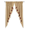 Burlap Natural Burgundy Stencil Star Prairie Curtains - Primitive Star Quilt Shop