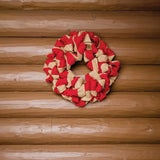 Burlap Natural and Red Wreath 20" - Primitive Star Quilt Shop - 3