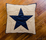 Black and Tan Quilted Euro Sham 26x26" - Primitive Star Quilt Shop