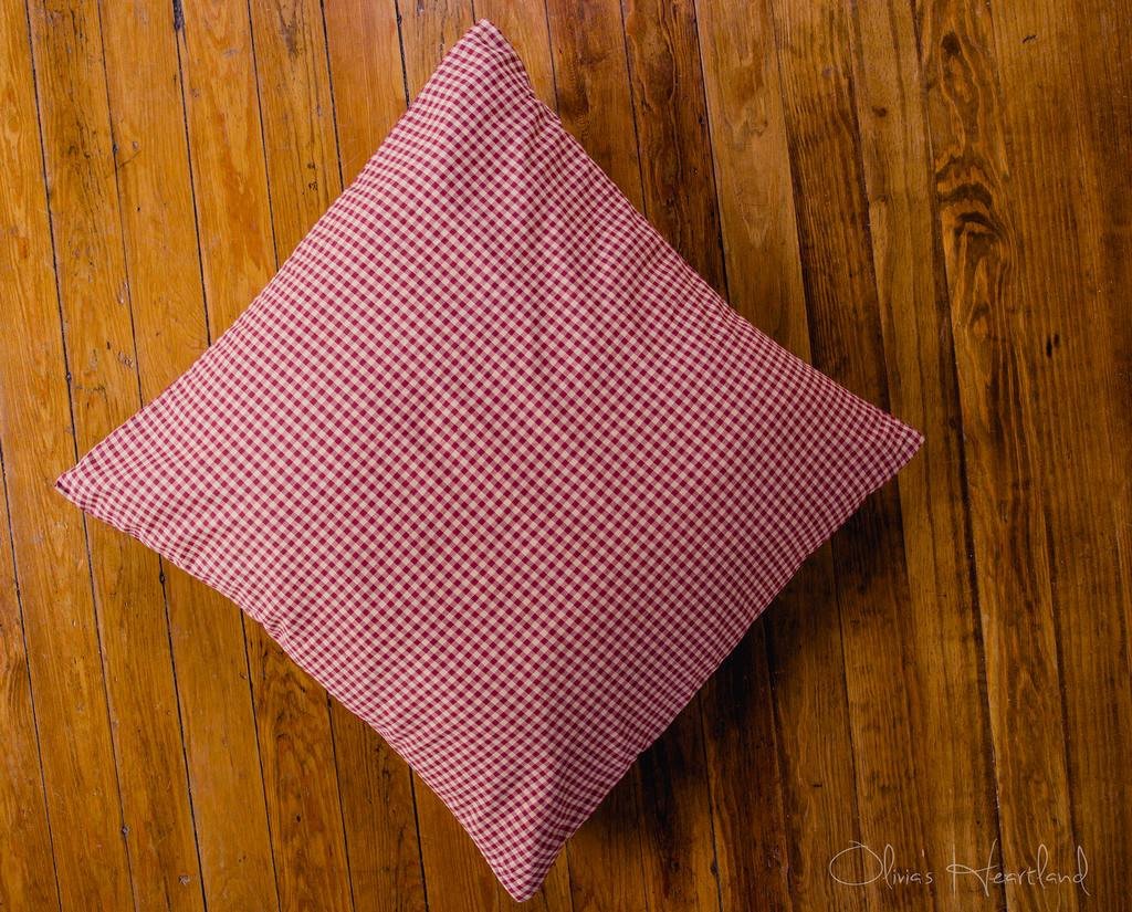 Burgundy and Tan Fabric Euro Sham 26x26" - Primitive Star Quilt Shop