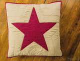 Burgundy and Tan Quilted Euro Sham 26x26" - Primitive Star Quilt Shop