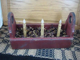 Red Flower Box with Timer Taper Candles - Primitive Star Quilt Shop - 1