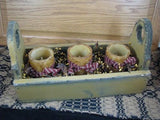 Mustard Flower Box with Pillar Candles - Primitive Star Quilt Shop - 4