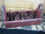 Red Flower Box with Timer Taper Candles - Primitive Star Quilt Shop - 5