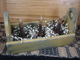 Mustard Flower Box with Timer Taper Candles - Primitive Star Quilt Shop - 1