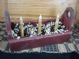 Red Flower Box with Timer Taper Candles - Primitive Star Quilt Shop - 7