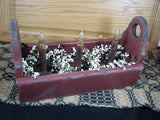 Red Flower Box with Timer Taper Candles - Primitive Star Quilt Shop - 8