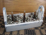 Ivory Flower Box with Timer Taper Candles - Primitive Star Quilt Shop - 4