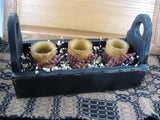 Black Flower Box with Pillar Candles - Primitive Star Quilt Shop - 1