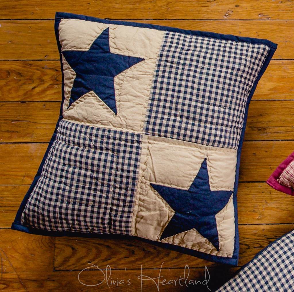 Jamestown Black Quilted Pillow 16" Filled - Primitive Star Quilt Shop