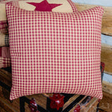 Jamestown Burgundy Fabric Pillow 16" Filled - Primitive Star Quilt Shop