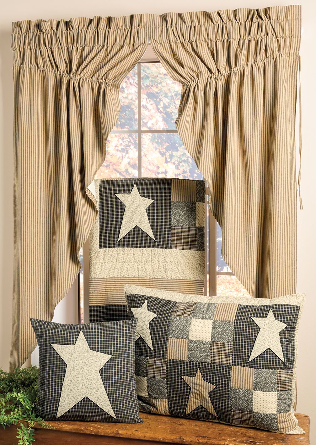 Primitive Star Lined Prairie Curtains