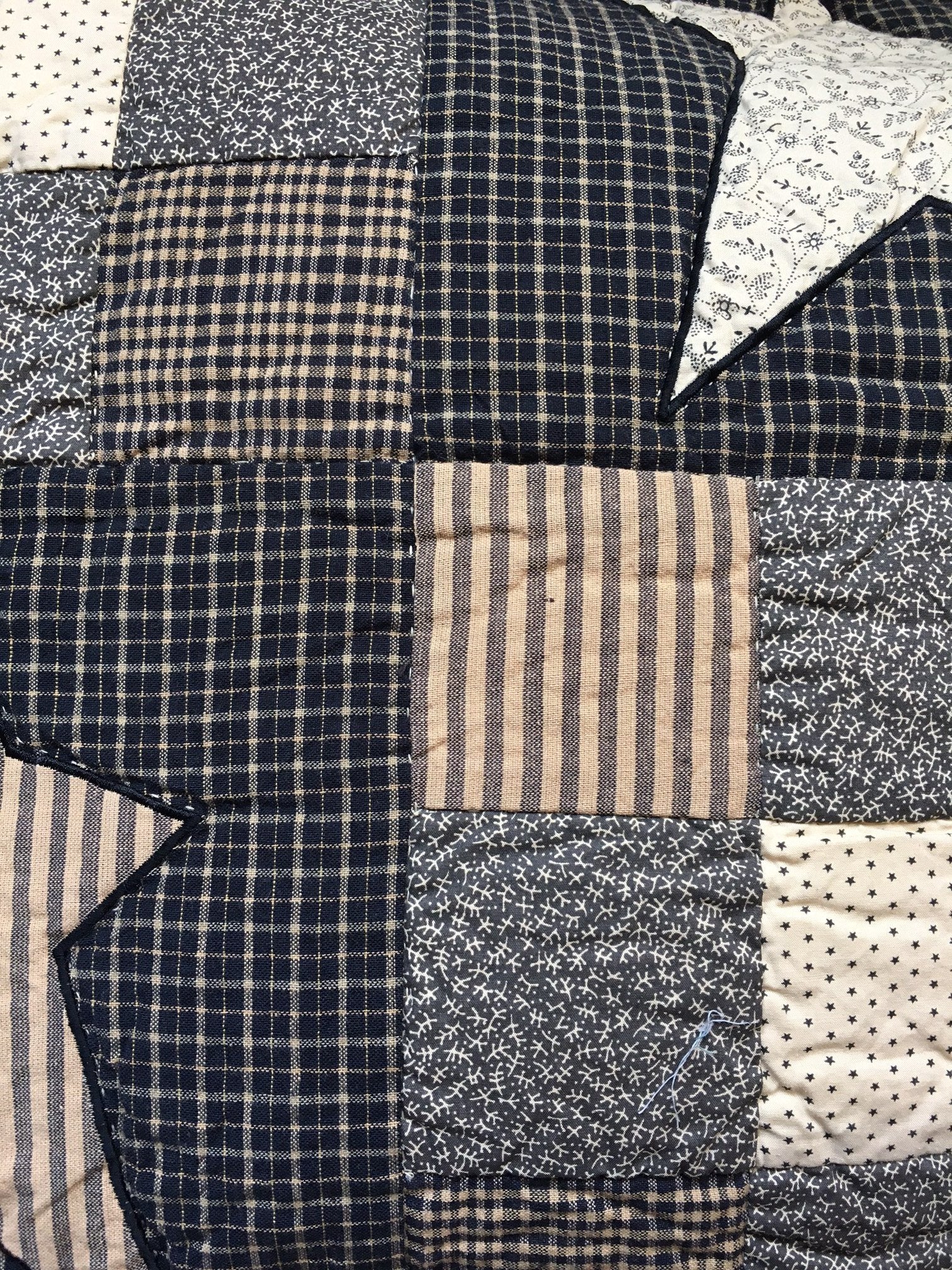 Primitive Star Quilted King Sham 21x37"