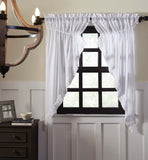 White Ruffled Sheer Prairie Curtains