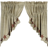 Abilene Star Scalloped Lined Prairie Swag Curtains - Primitive Star Quilt Shop