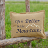 Burlap Natural "Better In the Mountains" Pillow 14x18" Filled