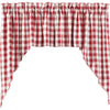 Buffalo Red Check Lined Swag Curtains - Primitive Star Quilt Shop - 1