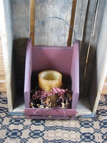Burgundy Wall Candle Holder with Timer Pillar - Primitive Star Quilt Shop - 1