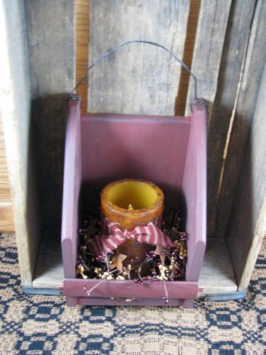 Burgundy Wall Candle Holder with Timer Pillar - Primitive Star Quilt Shop - 2