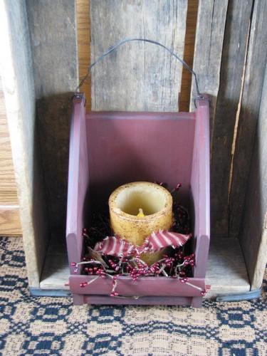 Burgundy Wall Candle Holder with Timer Pillar - Primitive Star Quilt Shop - 3