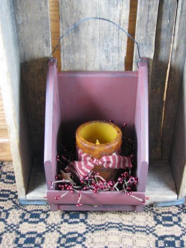 Burgundy Wall Candle Holder with Timer Pillar - Primitive Star Quilt Shop - 4