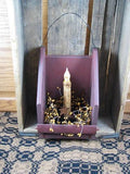 Burgundy Wall Candle Holder with Timer Taper Candle - Primitive Star Quilt Shop - 5