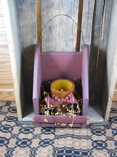 Burgundy Wall Candle Holder with Timer Pillar - Primitive Star Quilt Shop - 6