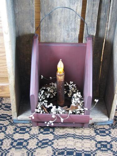 Burgundy Wall Candle Holder with Timer Taper Candle - Primitive Star Quilt Shop - 8