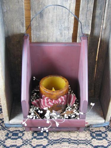 Burgundy Wall Candle Holder with Timer Pillar - Primitive Star Quilt Shop - 8