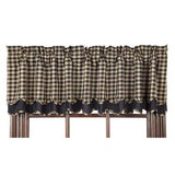 Black Check Scalloped Layered Lined Valance - Primitive Star Quilt Shop