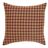 Burgundy Check Fabric Pillow 16" Filled - Primitive Star Quilt Shop - 1