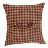 Burgundy Check Fabric Pillow 16" Filled - Primitive Star Quilt Shop - 2