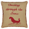 Burlap Natural and Red Sleigh Pillow 16" Filled - Primitive Star Quilt Shop