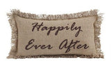 Burlap Natural "Happily Ever After" Pillow 7x13" - Primitive Star Quilt Shop