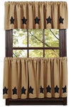 Burlap Natural Black Stencil Star Valance - Primitive Star Quilt Shop - 2