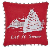 Burlap Red Let it Snow Pillow 16" Filled - Primitive Star Quilt Shop