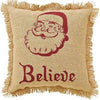 Burlap Santa Pillow 10x10" - Primitive Star Quilt Shop