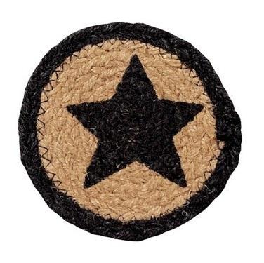 Farmhouse Star Stencil Braided Coaster 4" - Primitive Star Quilt Shop