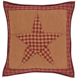 Ninepatch Star Quilted Pillow 16" Filled - Primitive Star Quilt Shop - 1