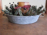 Primitive Christmas Centerpiece - Garden Pan Pine and Candle - Primitive Star Quilt Shop - 2