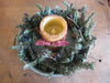 Primitive Christmas Centerpiece - Garden Pan Pine and Candle - Primitive Star Quilt Shop - 3