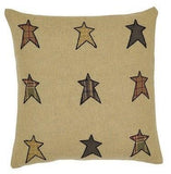 Stratton Applique Star Burlap Pillow 16" Filled - Primitive Star Quilt Shop - 1